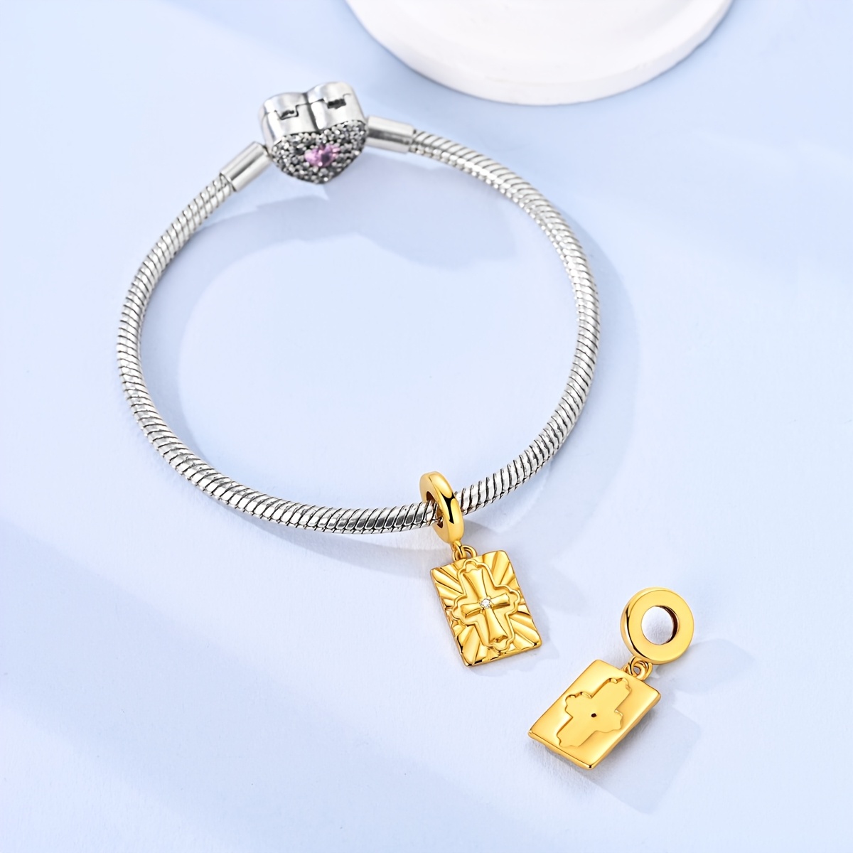 18K Golden Plated Enamel Cross Pendant Necklace